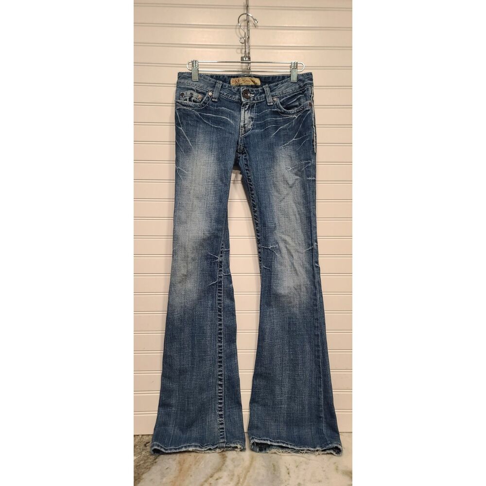 BKE Denim Starlite Stretch Blue Distressed Bootcut Jeans Size 26X33.5